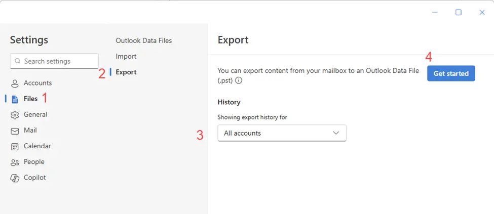 Steps to select the accounts you’d like to back up