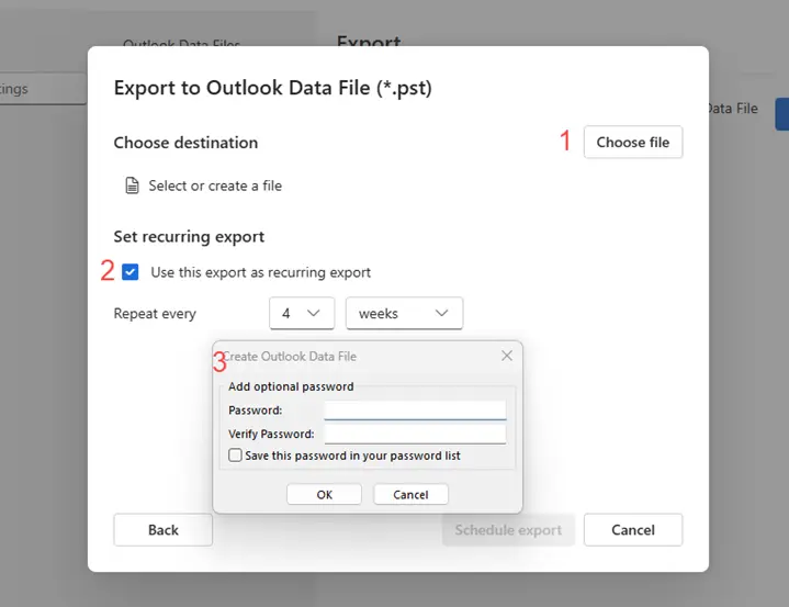 Add optional password for export