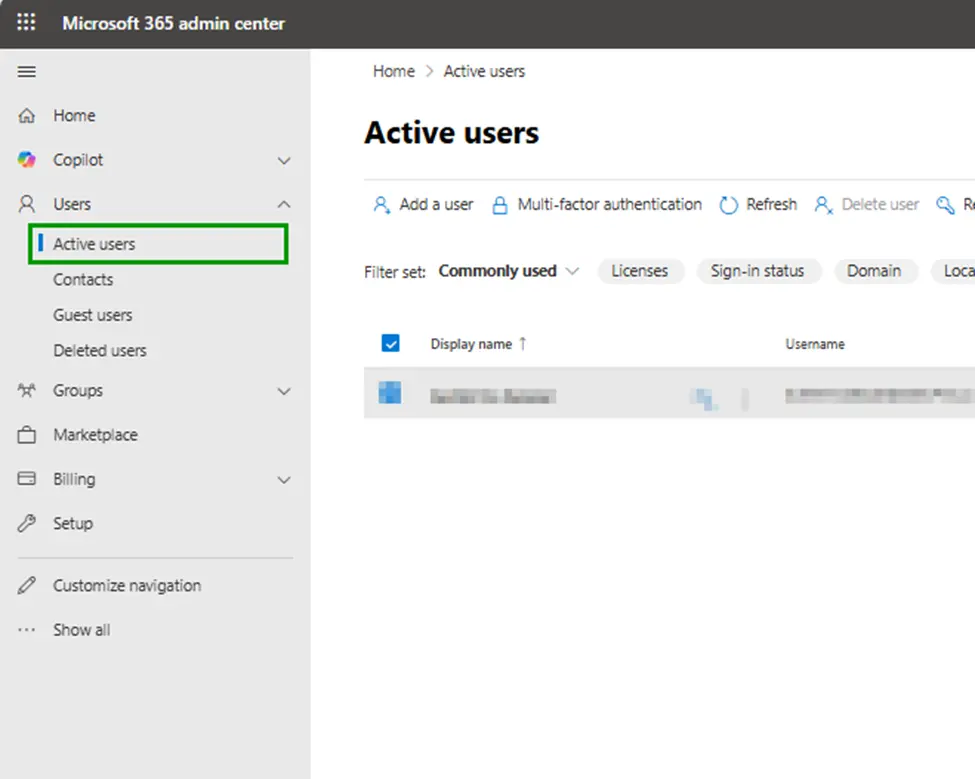 Click on the User you’d like to set up email forwarding for