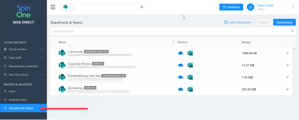 Backup SharePoint and Teams