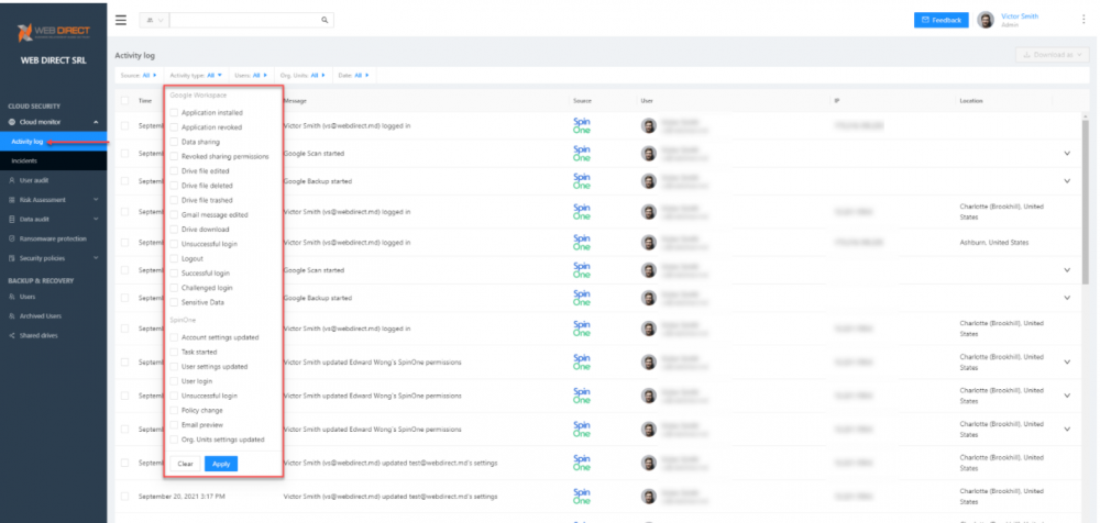 Easily view cloud activity with SpinOne