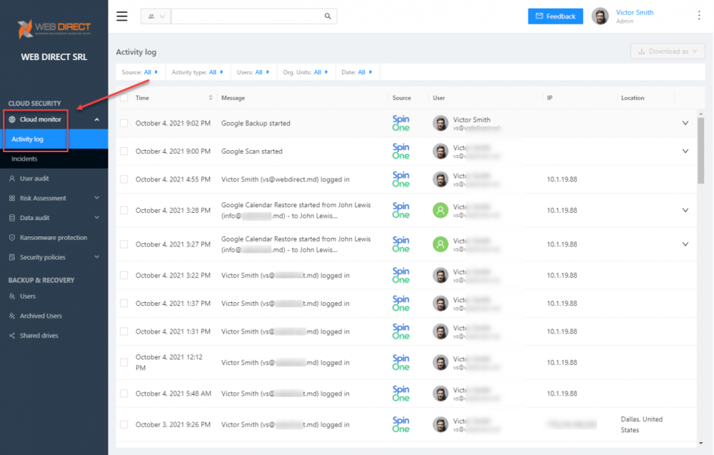 fix SaaS security issues: Cloud monitor Activity log