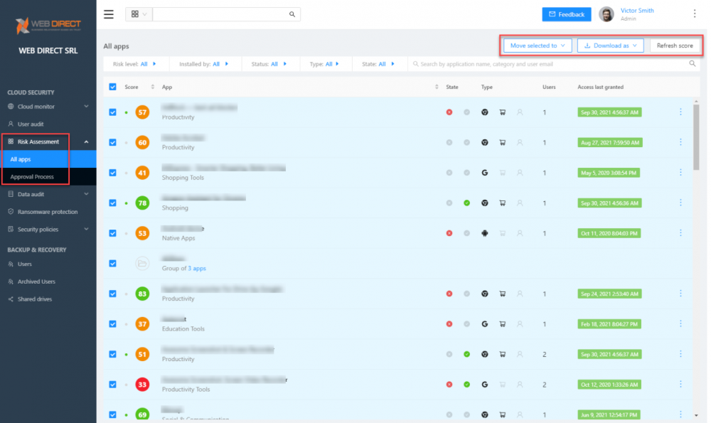 Risk assessment logging for cloud SaaS apps