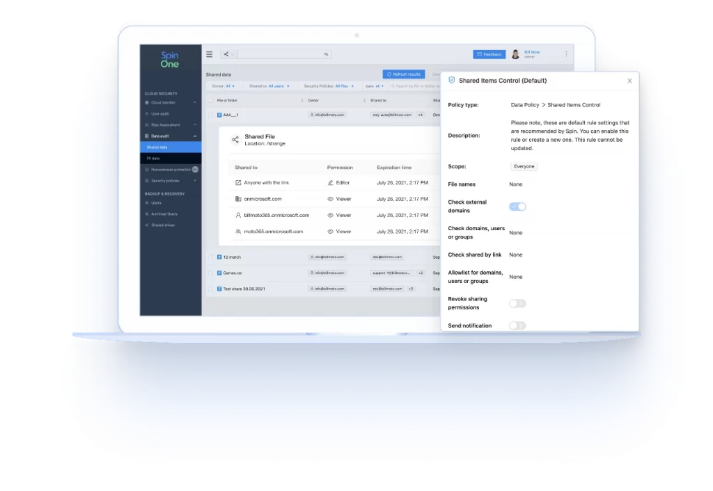 Get full visibility and fast incident response for misconfigurations and unsanctioned third party apps/extensions with SpinOne