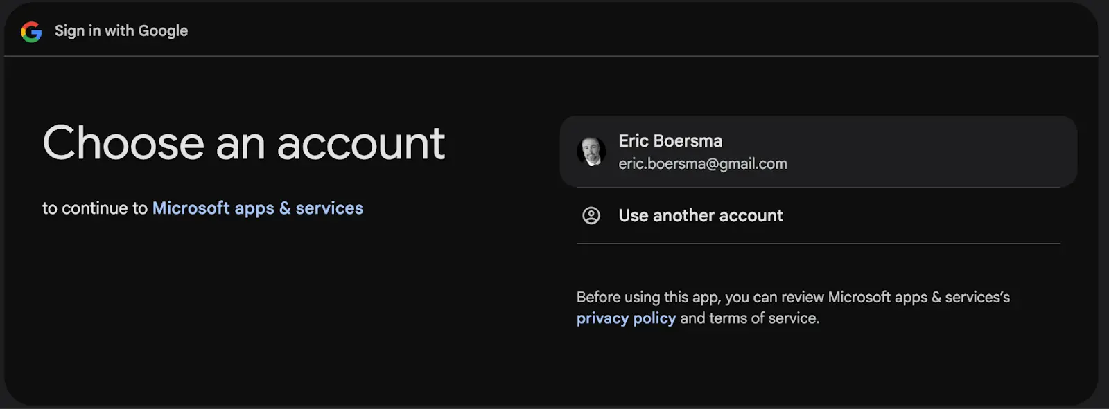 | Spin.AI choosing an account in Gmail™ for mac