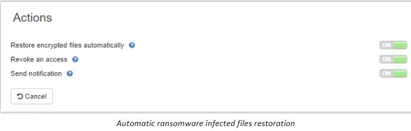Automatic ransomware infected files restoration