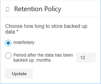 Choosing the Spinbackup Retention Policy settings for the Office 365 organization