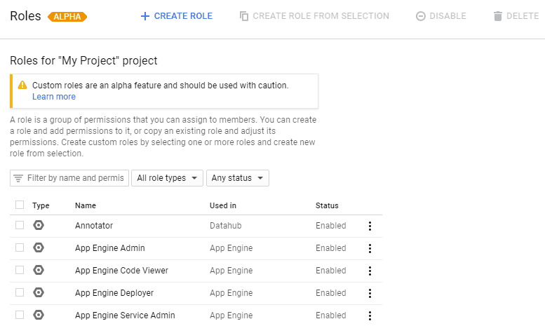 Predefined roles