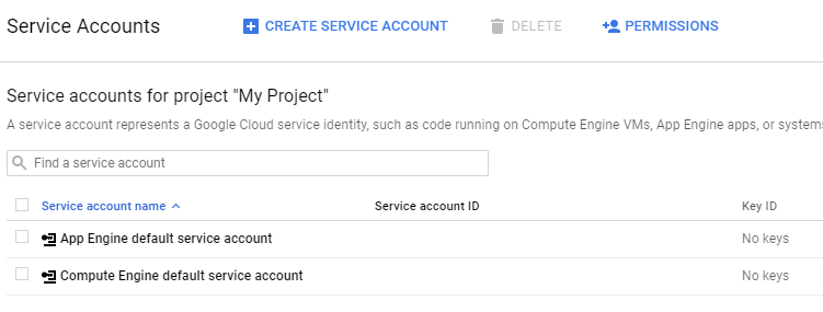 Service Account management – allows creating an identity such as code