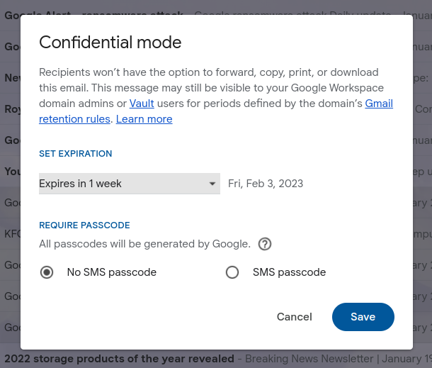 Gmail vs. Outlook: Confidential mode