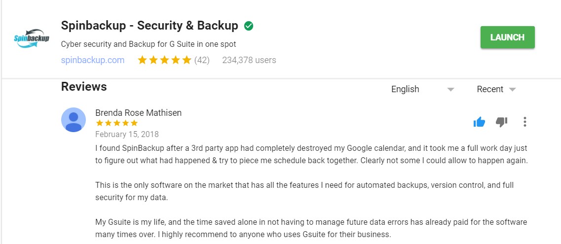 google calendar backup spinbackup review