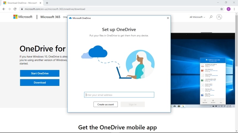 onedrive create account to bakcup 2