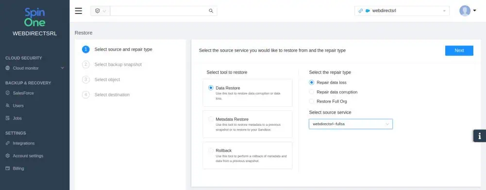 | Spin.AI backup of salesforce for data retention