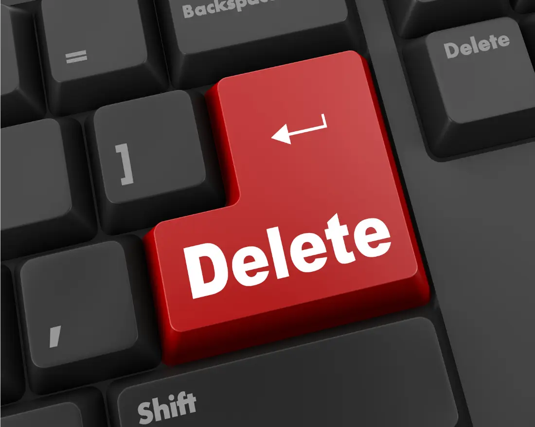 Close up of delete button