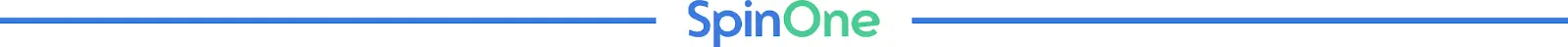 white line break with colored centered SpinOne logo and blue line