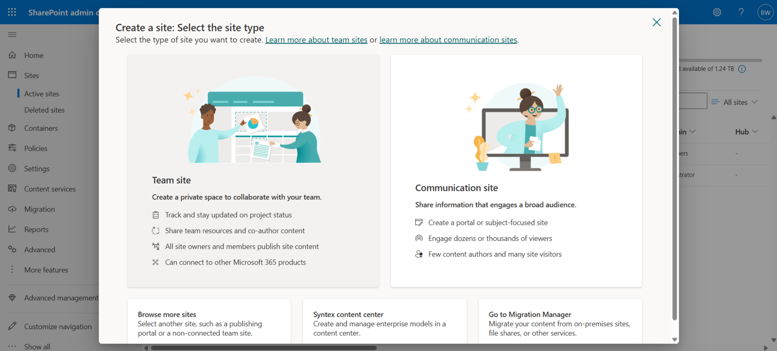 Select the site type