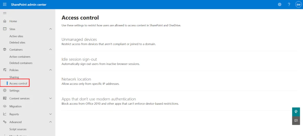 Navigate to access control