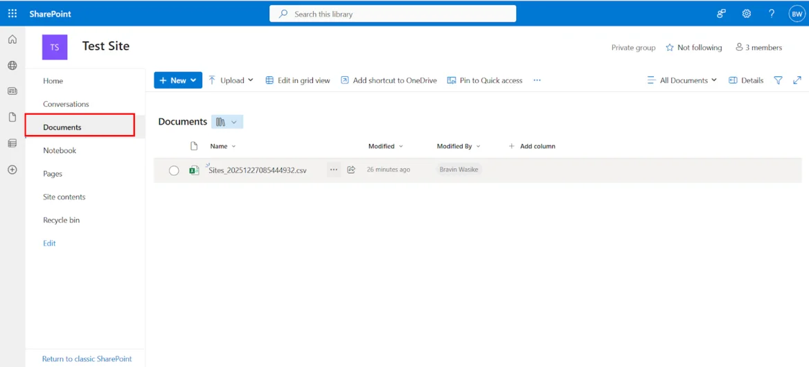 Navigate to documents